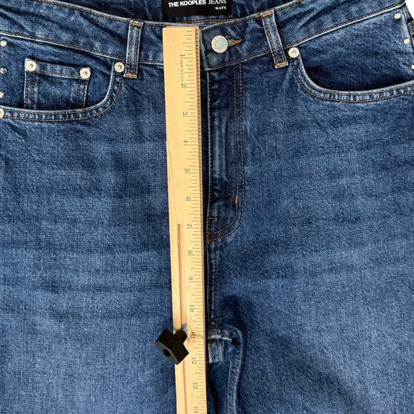 The Kooples Katy Blue Earth Dot Silver Studded Straight Leg Denim Jeans size 28 - Picture 8 of 12